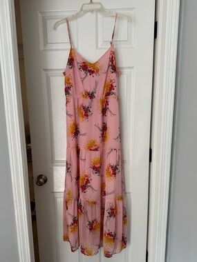J.Crew Pink Floral Spaghetti-Strap Maxi Dress
